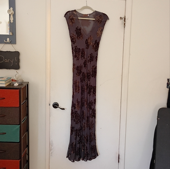 Johnny Was 4 Love And Liberty Silk Velvet Burnout Maxi Dress Set M - Picture 1 of 6